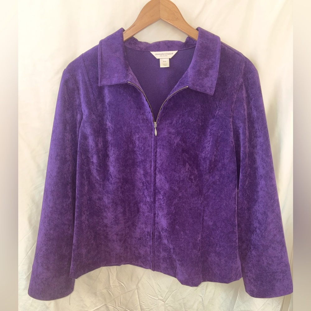 Christopher & Banks Purple/Plum Corduroy Zip Up Blazer Womens Petite XL